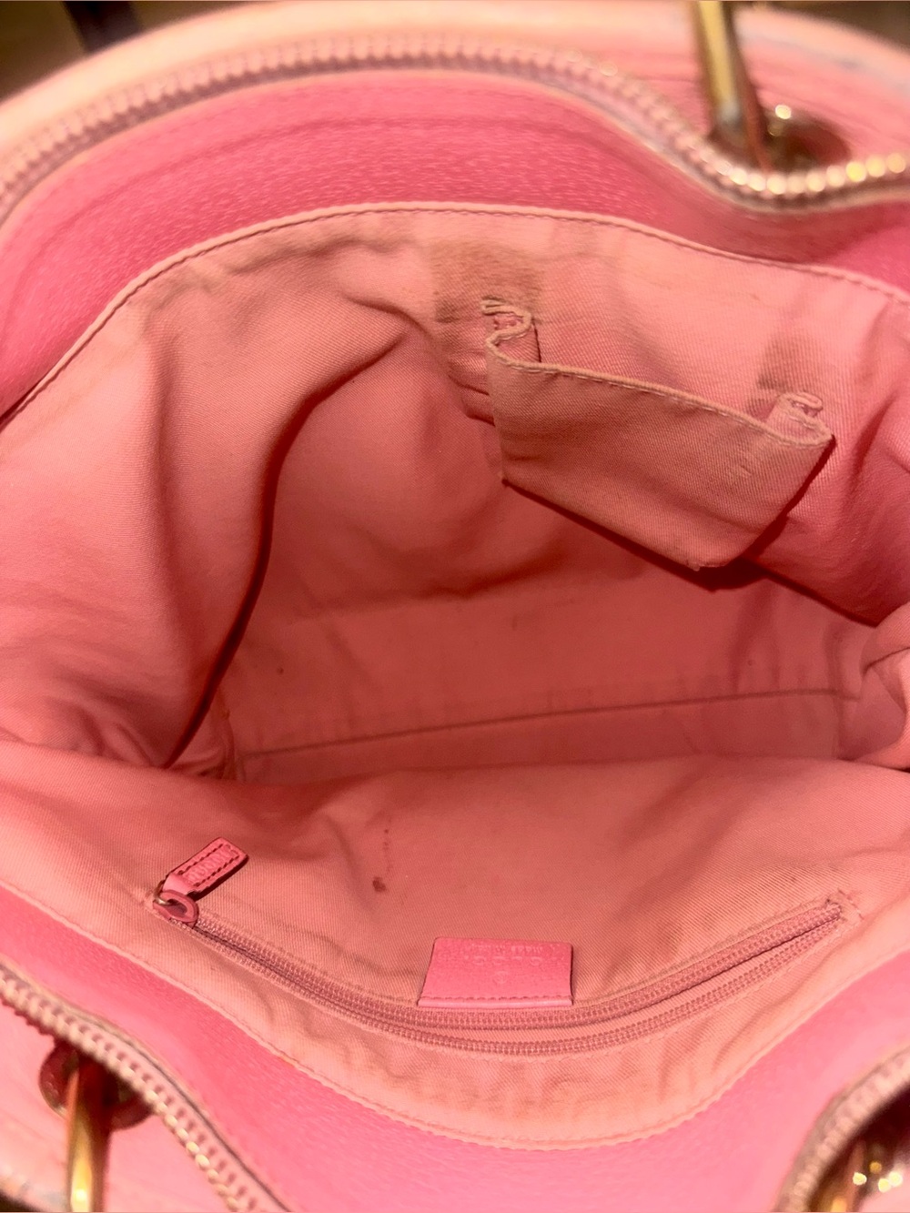 Authentic Gucci GG Monogram
Tan and Pink Leather Eclipse Tote - Picture 8 of 11